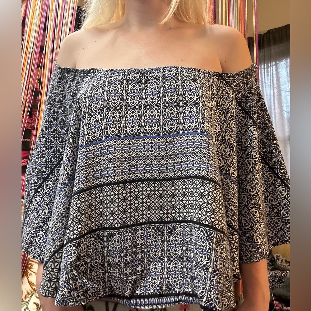 Blue Patterned Poncho